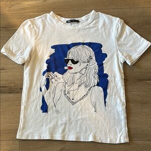 Zara Graphic Tee - White and Blue